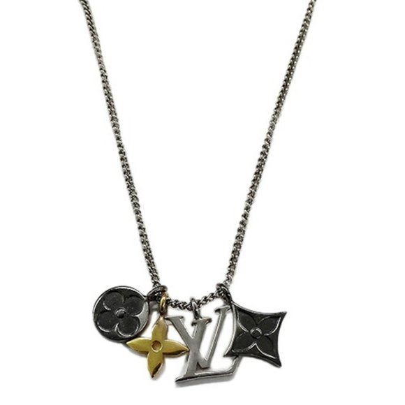 LOUIS VUITTON Necklace Men's Brand Pendant LV Instinct Silver Gold M00521 RM0222 - Picture 4 of 9